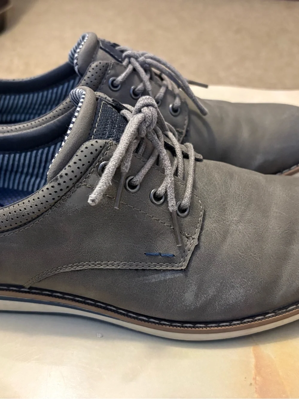 Nunn Bush Men's Chase Plain Toe Oxford 10M Gray Blue - Condition Great